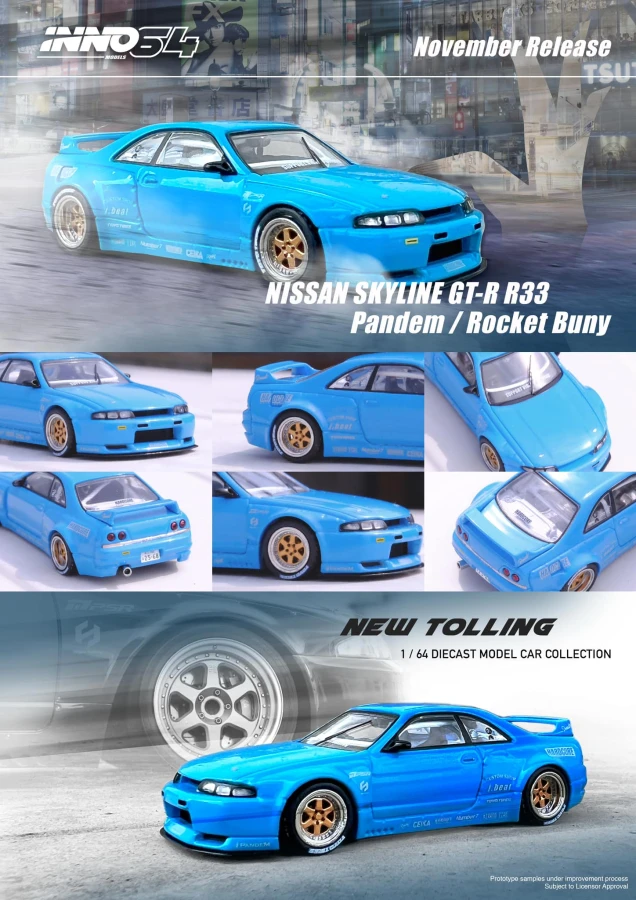 Inno64 Nissan Skyline GT-R (R33) Pandem Rocket Bunny, Blue in64-R33P-BLU.jpg