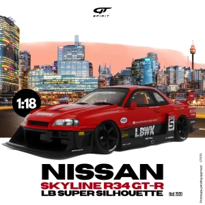 Nissan Skyline R34 GT-R LB Super Silhouette 2020 Red GT Spirit 1:18