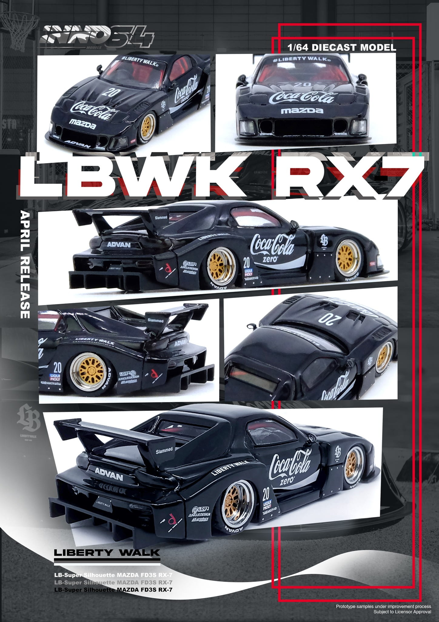 Mazda RX7 (FD3S) LBWK LB Super Silhouette Black Inno64 1:64 ModelCarShop